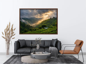 misty green hills landscape fog valley nature Canvas Print peaceful countryside canvas