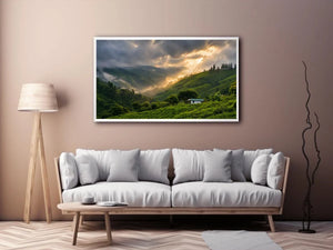 misty green hills landscape fog valley nature Canvas Print peaceful countryside canvas