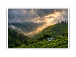 misty green hills landscape fog valley nature Canvas Print peaceful countryside canvas