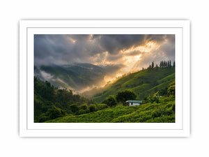 misty green hills landscape fog valley nature Canvas Print peaceful countryside canvas