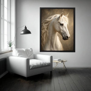 white horse portrait neutral tones elegant animal Canvas Print canvas decor