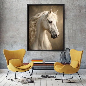 white horse portrait neutral tones elegant animal Canvas Print canvas decor