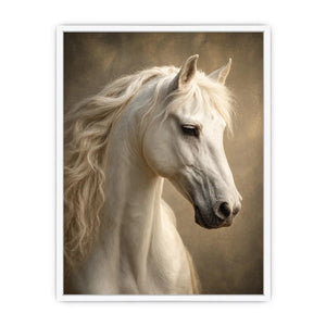 white horse portrait neutral tones elegant animal Canvas Print canvas decor