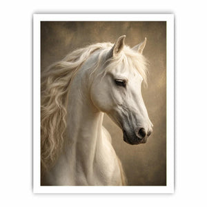 white horse portrait neutral tones elegant animal Canvas Print canvas decor