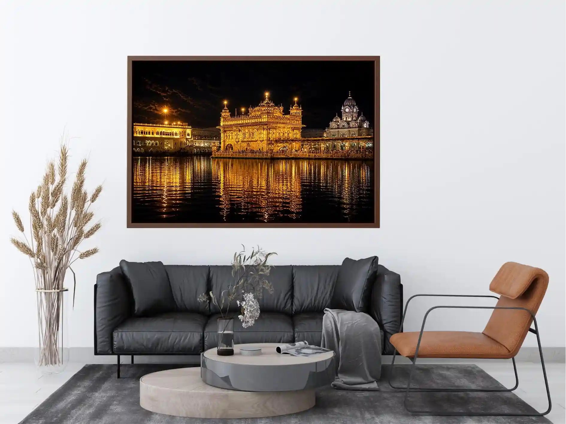 Golden Temple Midnight Glow Golden Temple night wall art with glowing Harmandir Sahib reflection in sacred water luxury canva