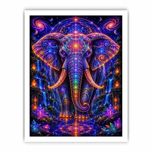 cosmic elephant sacred geometry canvas art ont634
