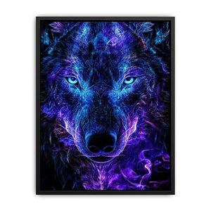 neon wolf canvas print luxury interiors