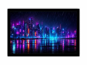cyberpunk skyline canvas art living room