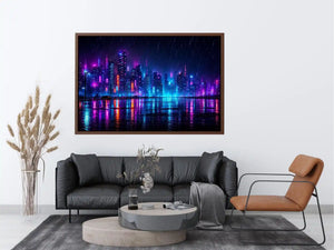cyberpunk skyline canvas art living room
