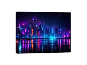 cyberpunk skyline canvas art living room