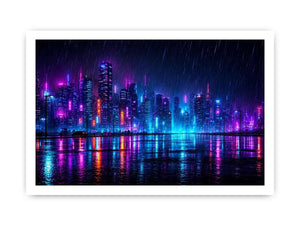 cyberpunk skyline canvas art living room
