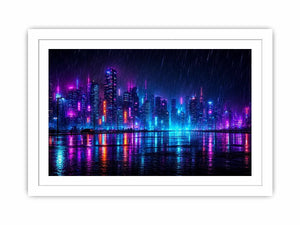 cyberpunk skyline canvas art living room