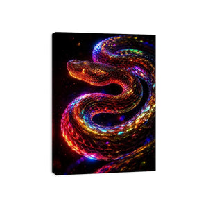 neon cosmic serpent modern canvas art