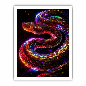 neon cosmic serpent modern canvas art