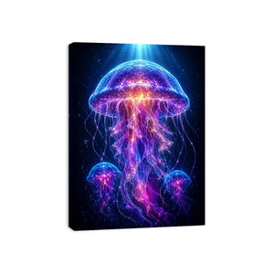 glowing jellyfish modern canvas art