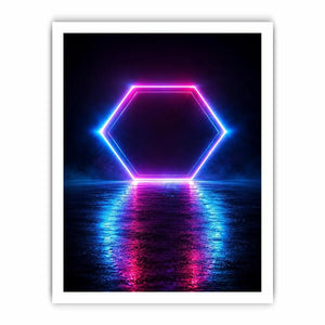 futuristic neon hexagon modern canvas art