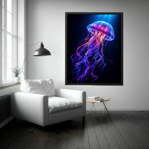 bioluminescent jellyfish modern canvas art