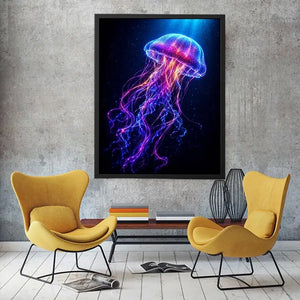 bioluminescent jellyfish modern canvas art