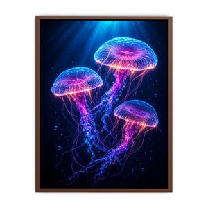 three glowing jellyfish modern canvas art