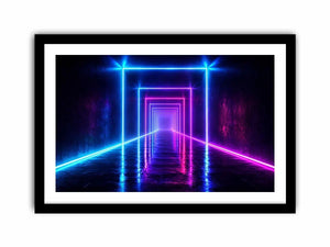 neon tunnel hallway modern canvas art