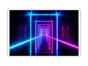 neon tunnel hallway modern canvas art