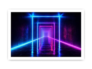 neon tunnel hallway modern canvas art