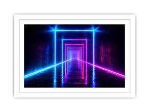 neon tunnel hallway modern canvas art