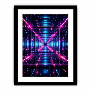 futuristic neon geometric canvas gaming room