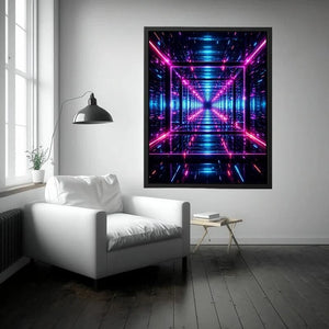 futuristic neon geometric canvas gaming room