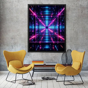 futuristic neon geometric canvas gaming room