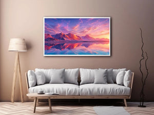 pastel mountain canvas minimalist living room