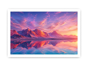 pastel mountain canvas minimalist living room