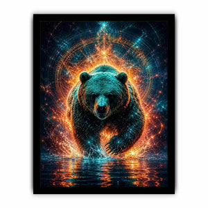surreal bear canvas print modern office decor
