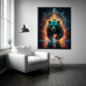 surreal bear canvas print modern office decor