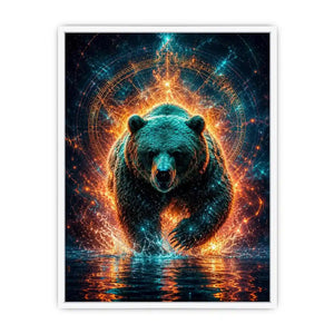 surreal bear canvas print modern office decor