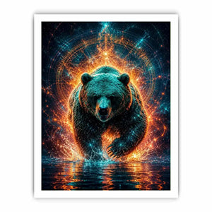 surreal bear canvas print modern office decor