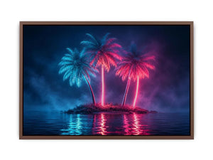 neon palm tree canvas art coastal modern decor