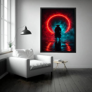 cyberpunk samurai canvas art modern gaming room