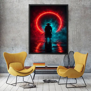 cyberpunk samurai canvas art modern gaming room