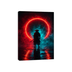 cyberpunk samurai canvas art modern gaming room
