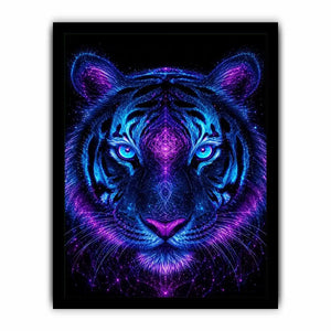neon tiger canvas art modern gaming room decor