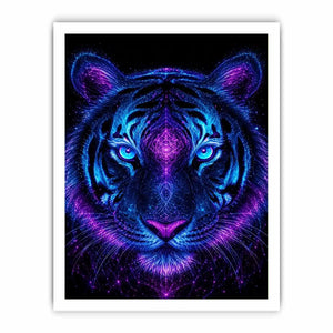 neon tiger canvas art modern gaming room decor