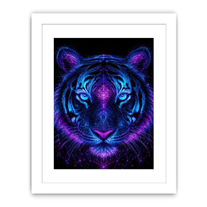 neon tiger canvas art modern gaming room decor