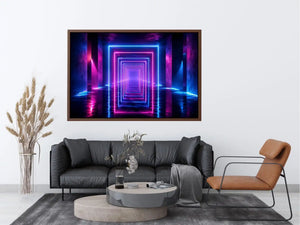 futuristic neon tunnel canvas art modern interiors