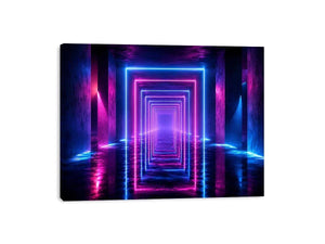 futuristic neon tunnel canvas art modern interiors