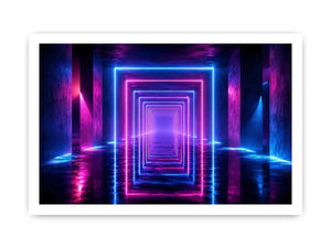 futuristic neon tunnel canvas art modern interiors