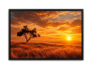 lone tree sunset landscape canvas print