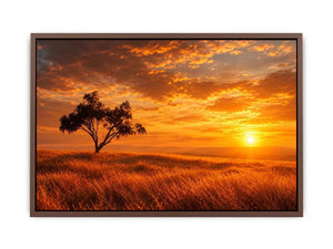 lone tree sunset landscape canvas print