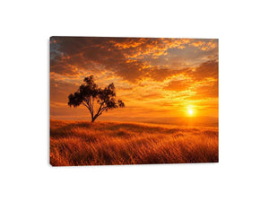 lone tree sunset landscape canvas print