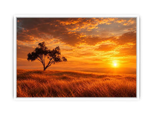 lone tree sunset landscape canvas print